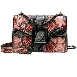 Multicolor snakeskin pattern square bag